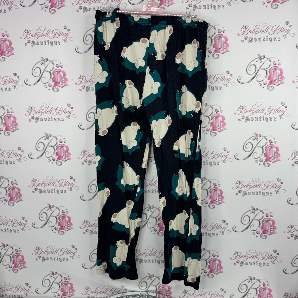 Pokémon pants pajama pj character Black and Teal Pajama Pants snorlax - Picture 2 of 7